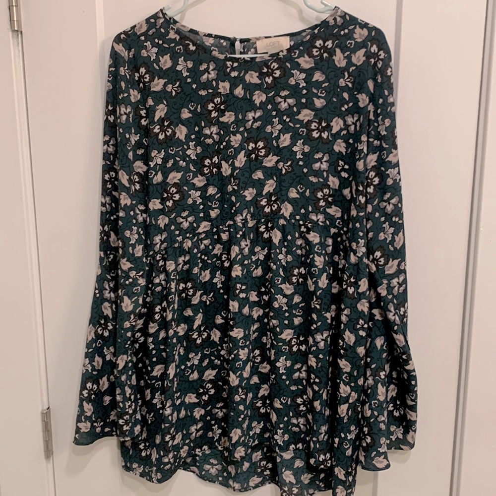 Floral green boho blouse